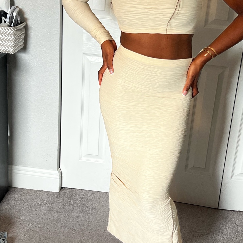 PrettyLittleThing Cream Midi Pencil Skirt Set Casual